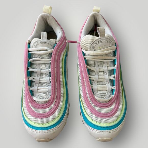 Nike Air Max 97 Easter 2019 Women's Size 7 Sneakers White Volt Pink Blue - Picture 2 of 6
